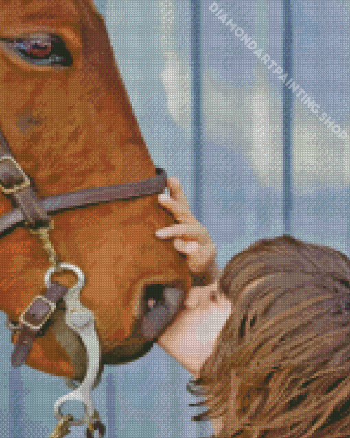 Boy Kissing Horse Diamond Painting