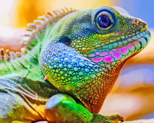 Colorful Iguana Saurian Diamond Painting