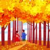 Illustration Couple In Autumn Trees Diamond Painting