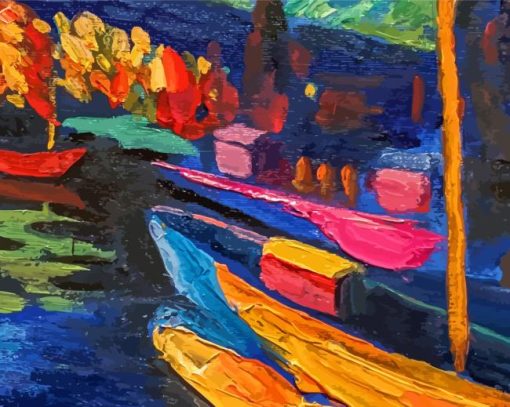 Kandinsky Autumn Landscape With Boats Diamond Painting