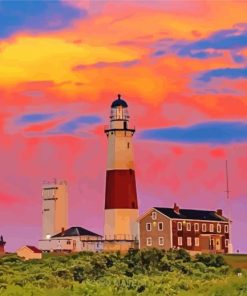 Lighthouse At Sunset Diamond Painting