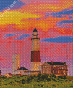 Lighthouse At Sunset Diamond Painting