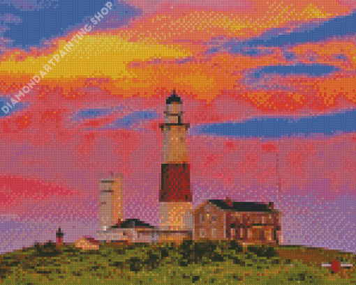 Lighthouse At Sunset Diamond Painting