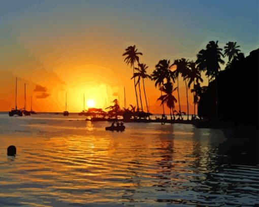 Marigot Bay Sunset Diamond Painting