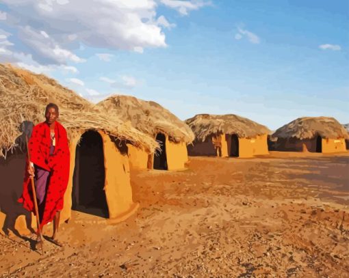 Masai Village Diamond Painting