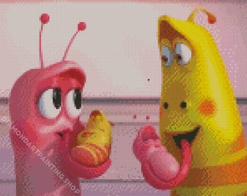 Pink And Yellow Larva Island Diamond Painting