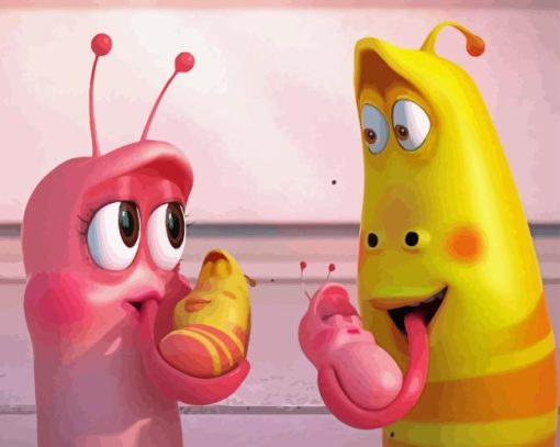 Pink And Yellow Larva Island Diamond Painting