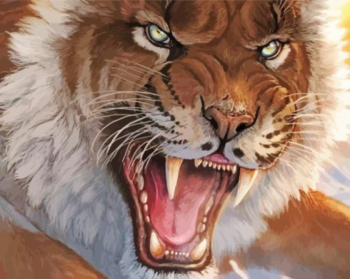 Saber Toothed Cat Close Up Diamond Painting