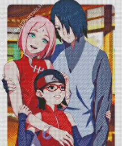 Sasuke Sakura And Sarada Anime Diamond Painting