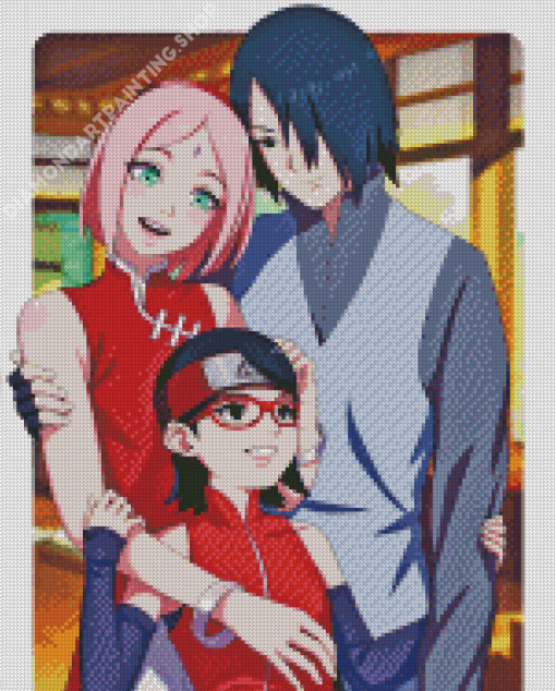 Sasuke Sakura And Sarada Anime Diamond Painting