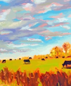 Abstract Cows In The Field Diamond Painting