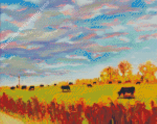 Abstract Cows In The Field Diamond Painting