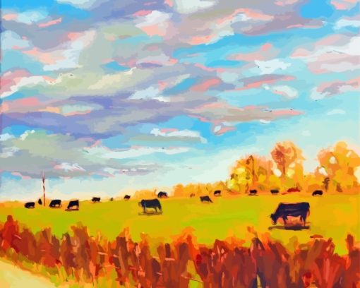 Abstract Cows In The Field Diamond Painting