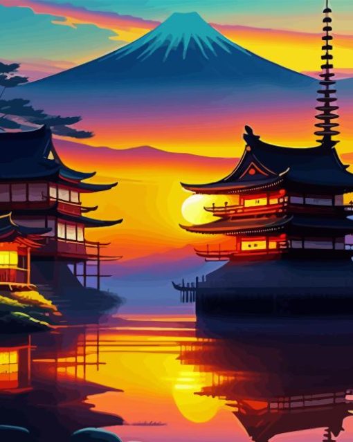 Aesthetic Anime Japanese Village Diamond Painting