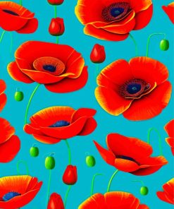 Aesthetic Red Poppies Flowers Diamond Painting