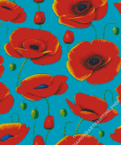 Aesthetic Red Poppies Flowers Diamond Painting