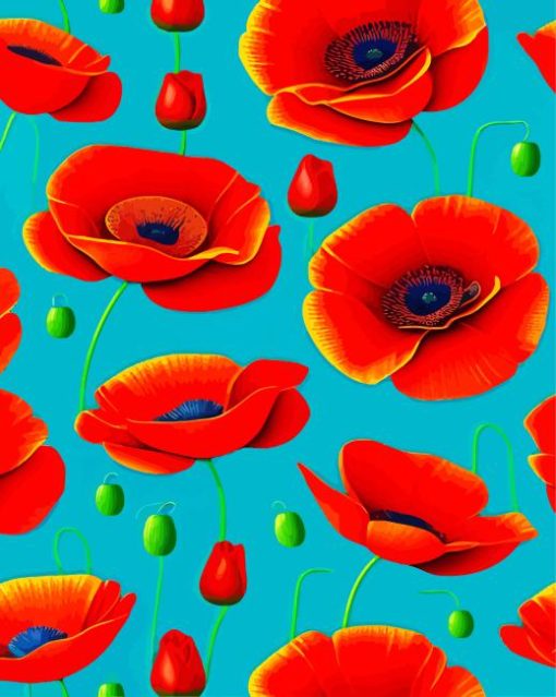 Aesthetic Red Poppies Flowers Diamond Painting