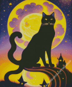 Black Cat And Moon Diamond Painting