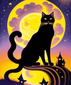 Black Cat And Moon Diamond Painting