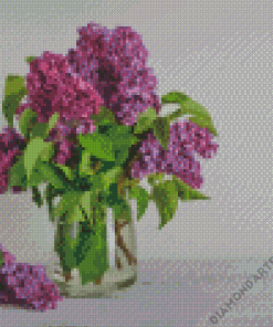 Bouquet Purple Lilac Flowers Glass Vase Diamond Painting