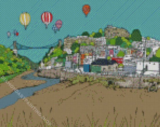 Clifton Bridge And Ballons View Art Diamond Painting