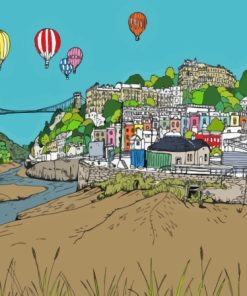 Clifton Bridge And Ballons View Art Diamond Painting