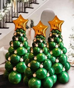 Green Christmas Balloon Tree Diamond Painting