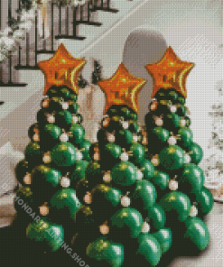 Green Christmas Balloon Tree Diamond Painting