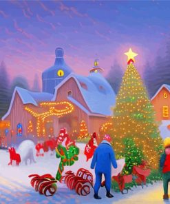 Small Town Christmas Festival Diamond Painting