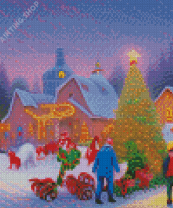 Small Town Christmas Festival Diamond Painting