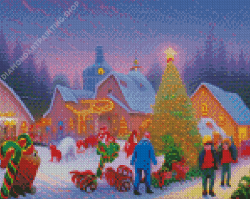 Small Town Christmas Festival Diamond Painting