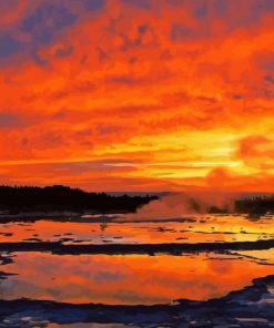 Sunset Yellowstone National Park In Autumn Diamond Painting