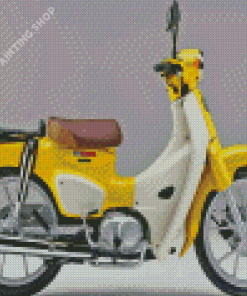 Yellow Motorcycle Honda Super Cub Diamond Painting