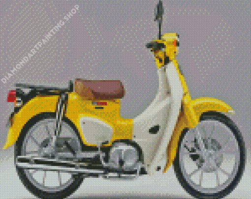 Yellow Motorcycle Honda Super Cub Diamond Painting