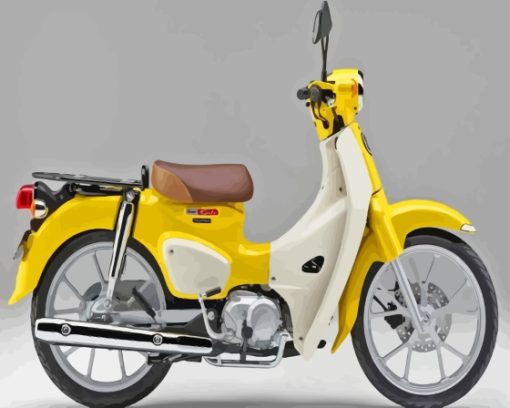 Yellow Motorcycle Honda Super Cub Diamond Painting