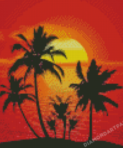 Coconut Trees Silhouette Diamond Paintings