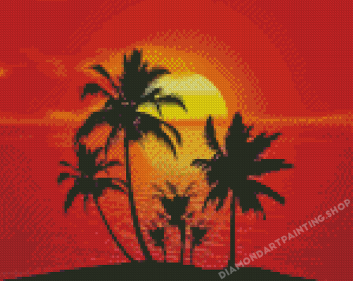 Coconut Trees Silhouette Diamond Paintings