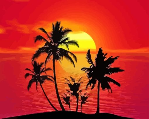 Coconut Trees Silhouette Diamond Paintings