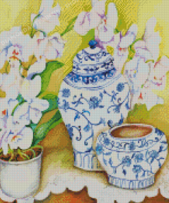 Orchid In A Chinese Vase Diamond Paintings