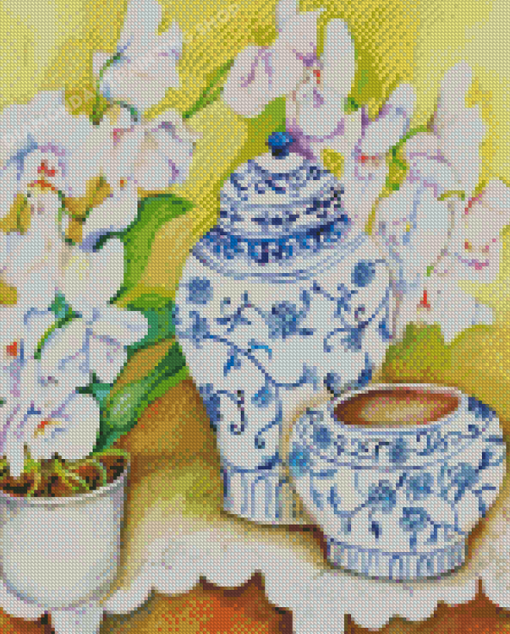 Orchid In A Chinese Vase Diamond Paintings