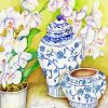 Orchid In A Chinese Vase Diamond Paintings