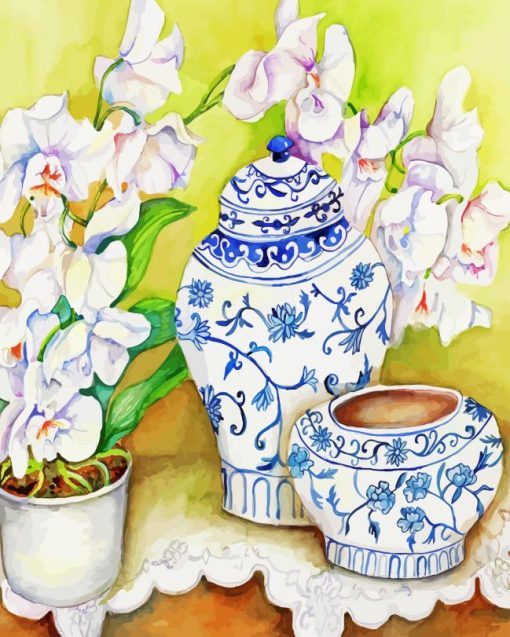 Orchid In A Chinese Vase Diamond Paintings