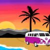 Purple Volkswagen Bus Diamond Painting