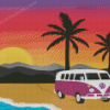 Purple Volkswagen Bus Diamond Painting