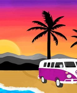 Purple Volkswagen Bus Diamond Painting