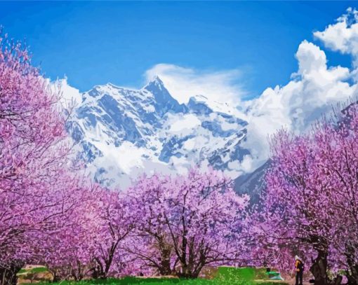 Sakura Tree Over Clouds Diamond Paintings