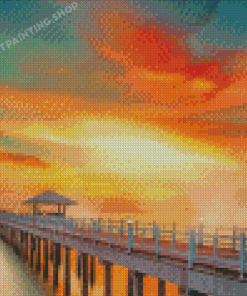 Sunset Ocean Pier Diamond Paintings