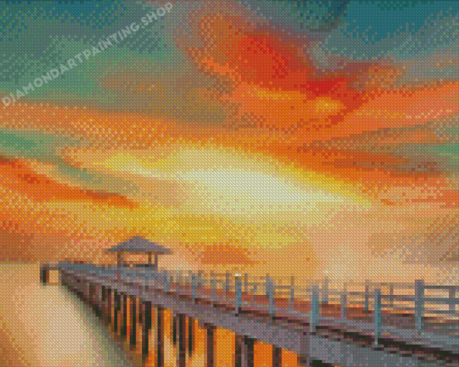 Sunset Ocean Pier Diamond Paintings