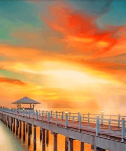 Sunset Ocean Pier Diamond Paintings