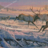 Wolves And Elks Diamond Painting